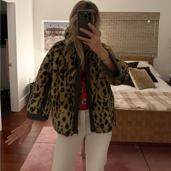 ZARA cheetah faux fur sweater jacket - Picture 3 of 6